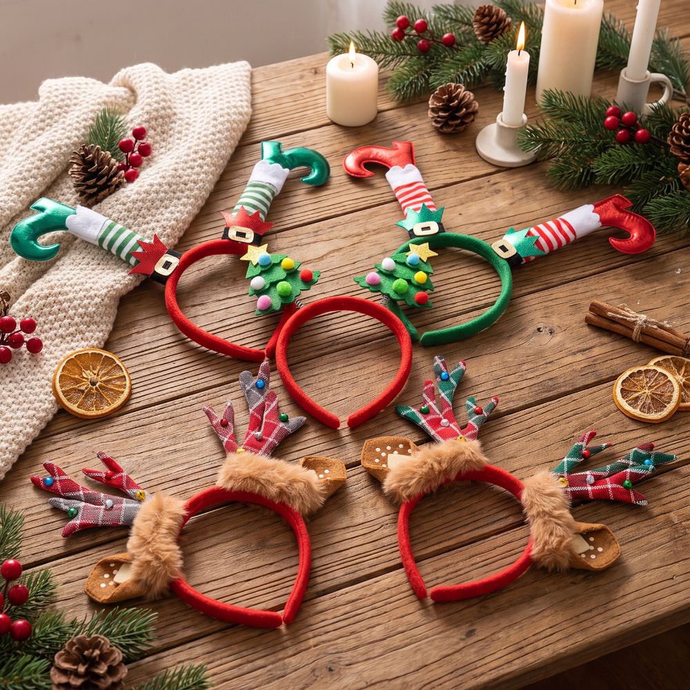 Reindeer Antlers Headband - ที่คาดผมคริสต์มาสดีไซน์รูปเขากวาง 1 ชิ้น ที่คาดผมเขากวางเรนเดียร์ ชุดเครื่องประดับผมสำหรับเด็ก ดีไซน์ไม่ซ้ำใคร