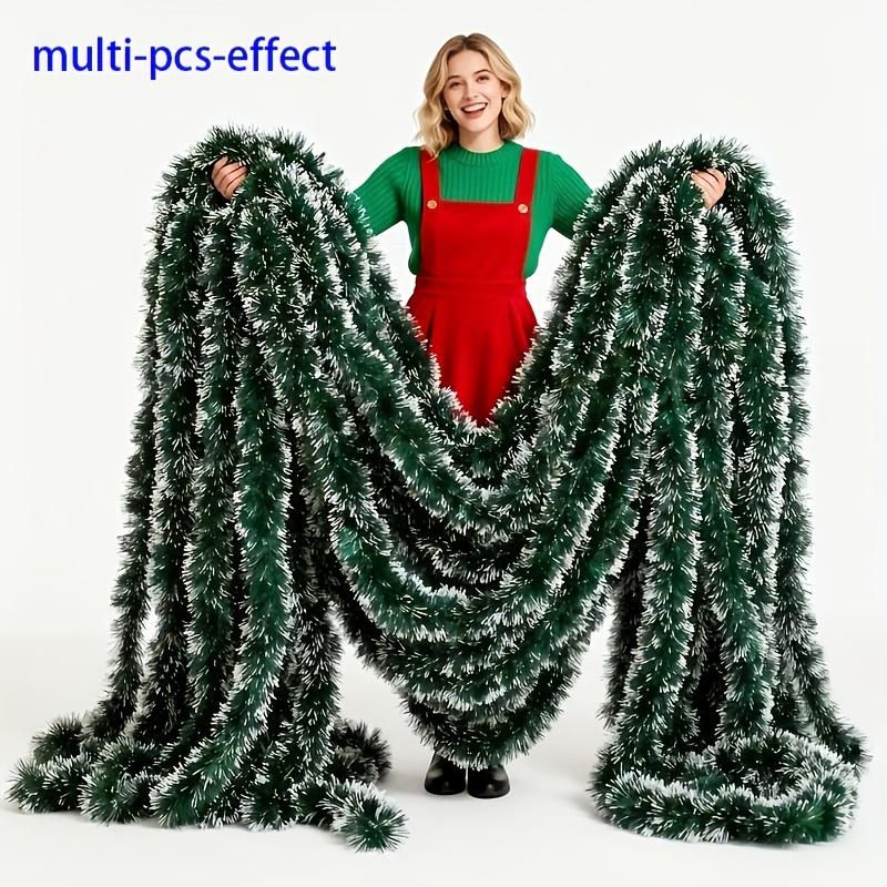 Tinsel Garland Decoration - พวงมาลัยคริสต์มาส 6/14 เมตร, ของตกแต่งแขวนสำหรับเพดานภายในและภายนอกอาคาร, เหมาะสำหรับตกแต่งต้นคริสต์มาส