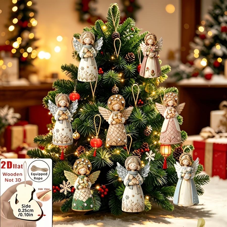 Christmas Tree Artificial - 1/5/10/20/50/100 ชิ้น แม่แบบ 2D, ของตกแต่งรูปนางฟ้าสไตล์เรโทร 8
