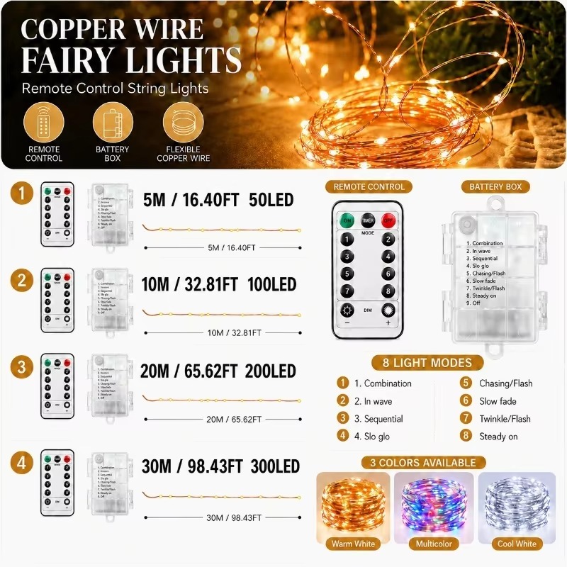 ไฟประดับแบบสายยาว 10 เมตร ควบค - Led Fairy String Lights บทวิจารณ์และราคา
