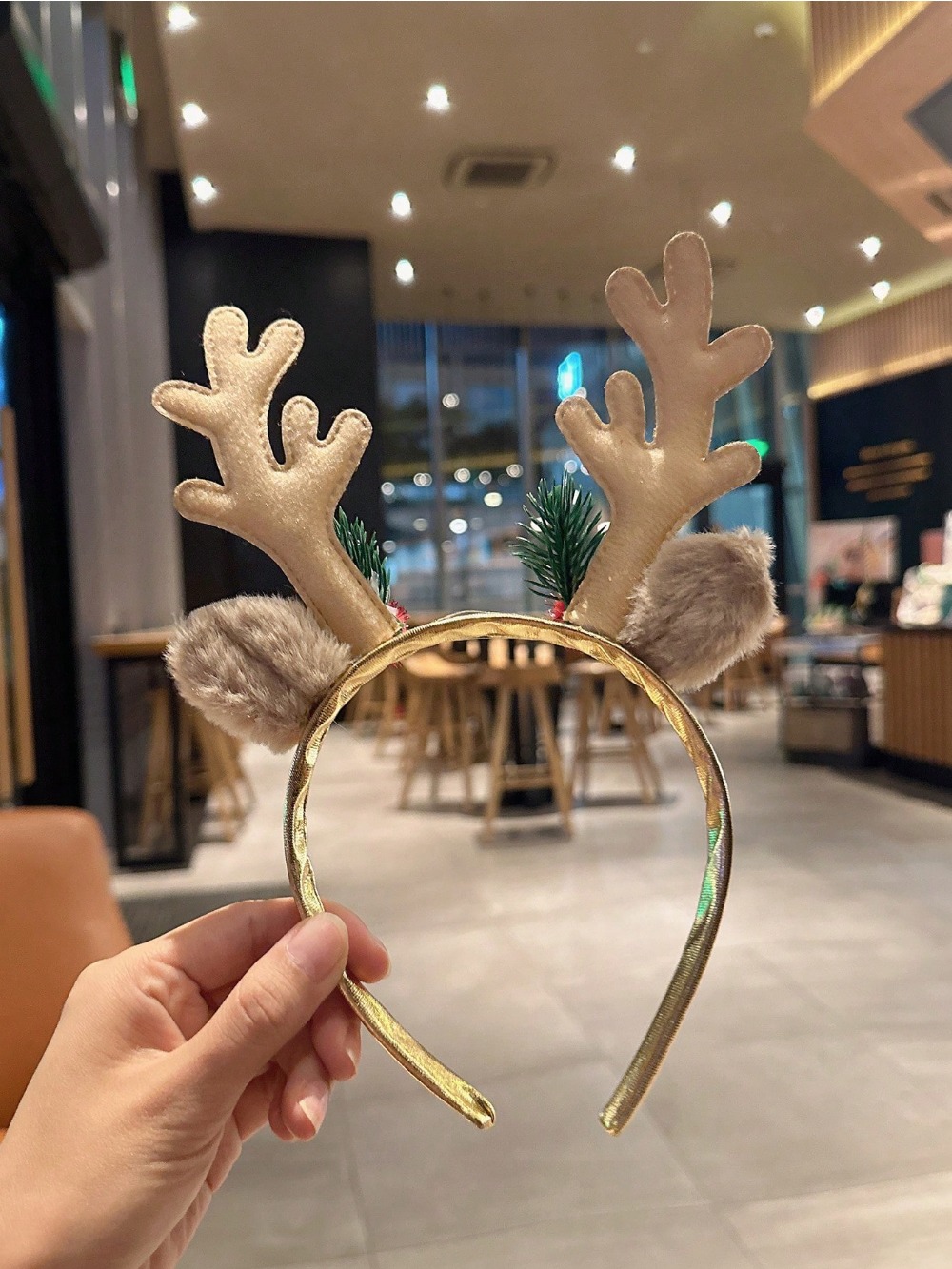 1 PC ทองเลื่อมเห็ดคริสต์มาสแถบ - Reindeer Antlers Headband บทวิจารณ์และราคา