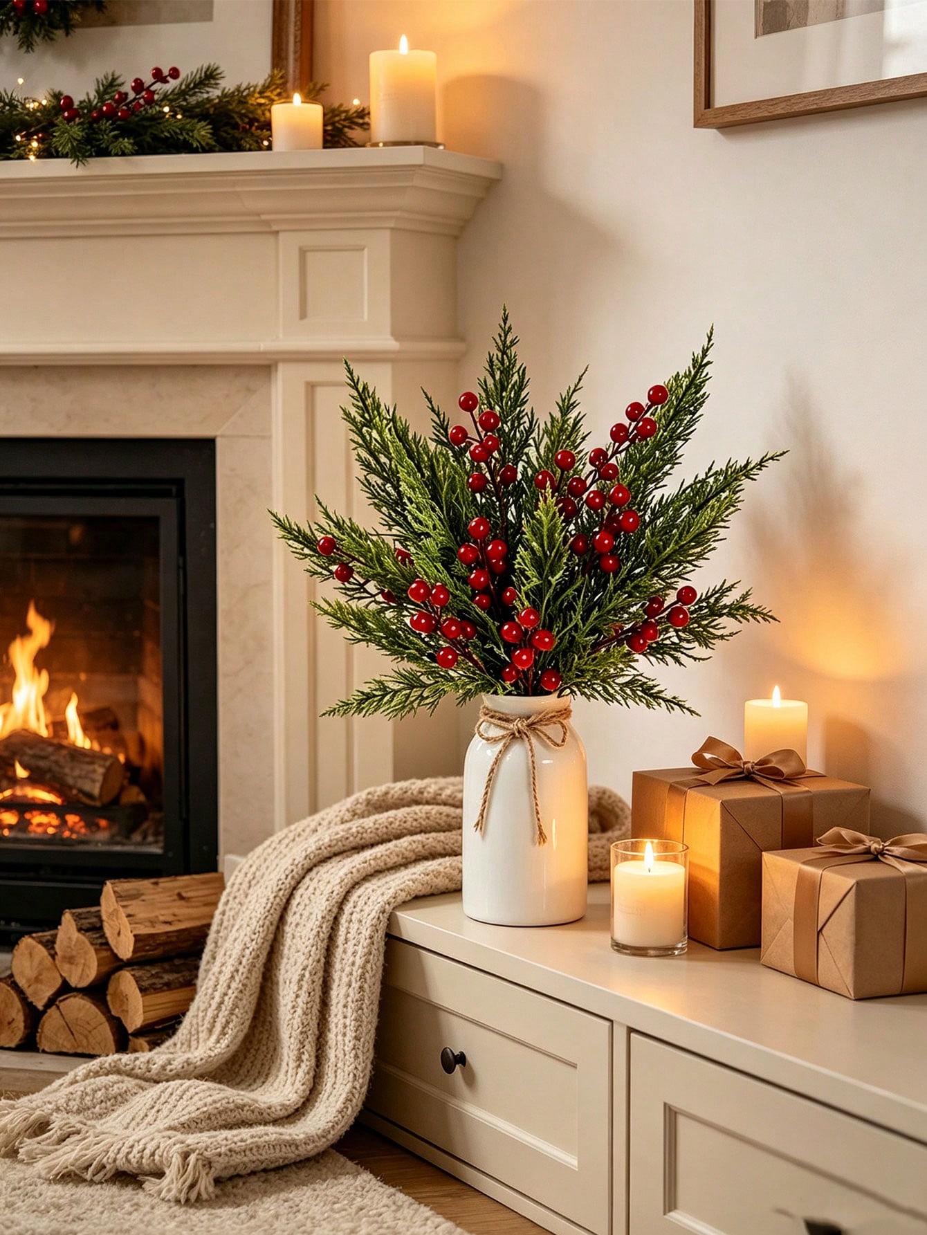 กิ่งสนเทียม 20 ชิ้น พร้อมผลเบอ - Christmas Tree Artificial บทวิจารณ์และราคา