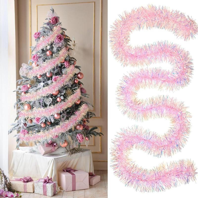 พวงมาลัยลูกปัดสีชมพู 2 เมตร ปร - Tinsel Garland Decoration บทวิจารณ์และราคา