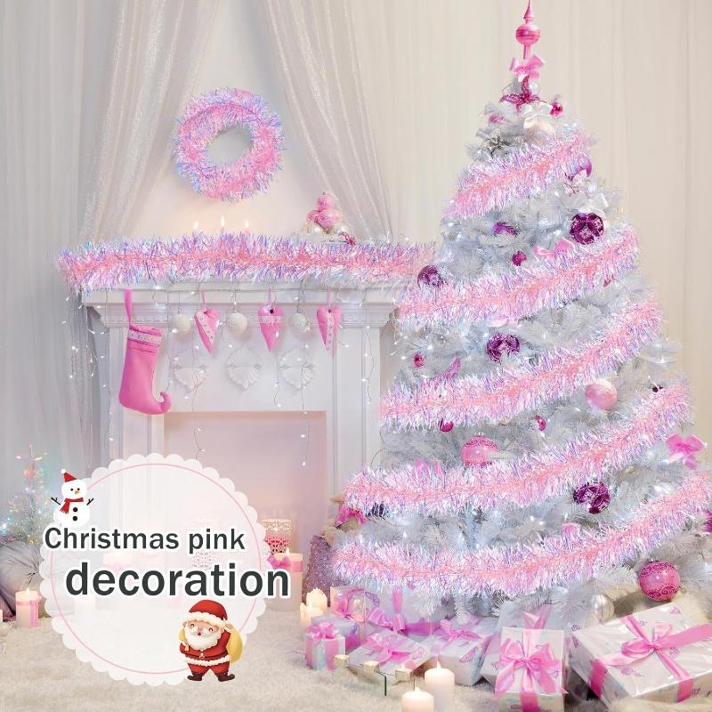 พวงมาลัยลูกปัดสีชมพู 2 เมตร ปร - Tinsel Garland Decoration บทวิจารณ์และราคา